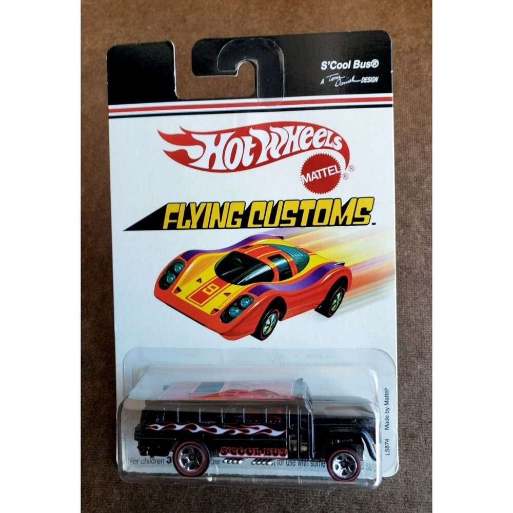 2006 Hot Wheels  S'COOL BUS Black  FLYING CUSTOMS SERIES 1:64 #L5874 REDLINE 5SP